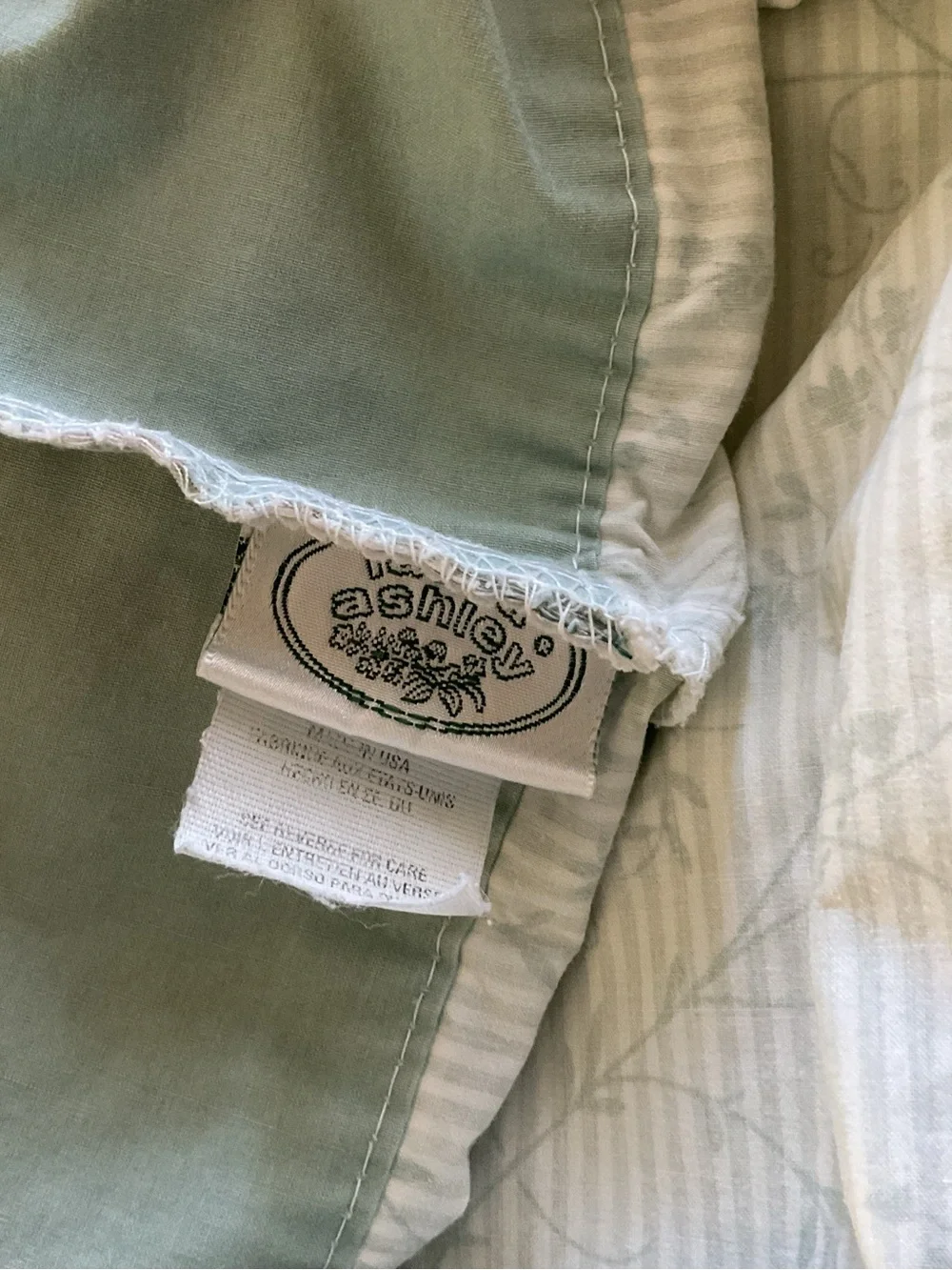 Laura Ashley Cottage Rose Floral W/Green Stripes Twin Sheet Set 4PCS-Vintage USA